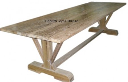 Code: SJDT 026 Name: Woody Tressel Dining Table Size:  W=180 x D=90  x H=78 cm  W=240 x D=100 x H=78 cm W=260 x D=100 x H=78 cm W=280 x D=100 x H=78 cm Thickness top = 4 cm Thickness leg = 12 cm Wood: Solid Teakwood